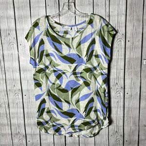 Nicole Miller printed 100% linen top size L